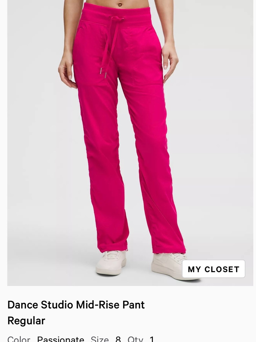 Lululemon Dance Studio Mid-Rise Pants, Hot Pink, Size 8, NWT!